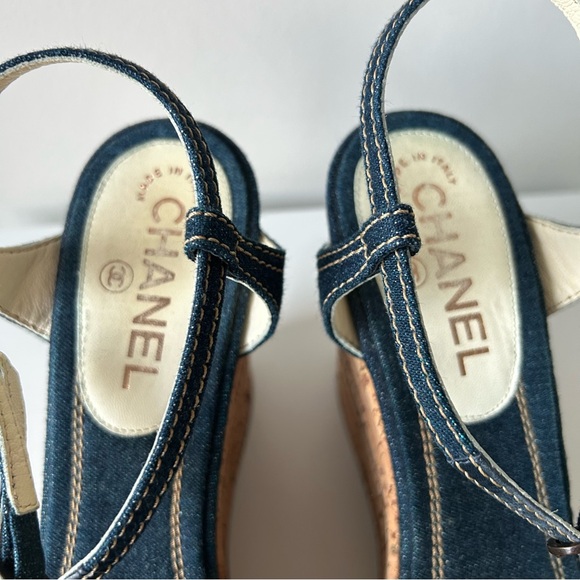Chanel Denim Wedge Sandals - Picture 6 of 15